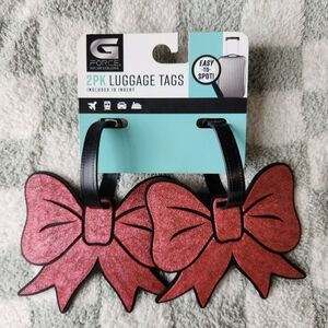 Red & Black Glitter Bow 2pk Luggage Tags